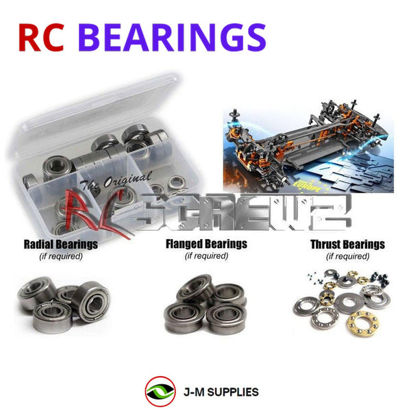 Representative image of an RCScrewZ metal-shielded bearing kit for Team XRAY T4 2013 1/10th Onroad (#300019); exact bearing sizes and quantities vary by RC model.