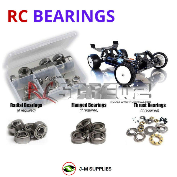 Representative image of an RCScrewZ metal-shielded bearing kit for XRAY XB4 2014 #360001; exact bearing sizes and quantities vary by RC model.