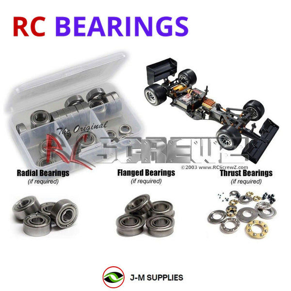 Representative image of an RCScrewZ metal-shielded bearing kit for XRAY X1 Formula #370700; exact bearing sizes and quantities vary by RC model.