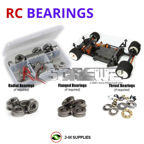 Representative image of an RCScrewZ metal-shielded bearing kit for XRAY X12 2017 #370006; exact bearing sizes and quantities vary by RC model.