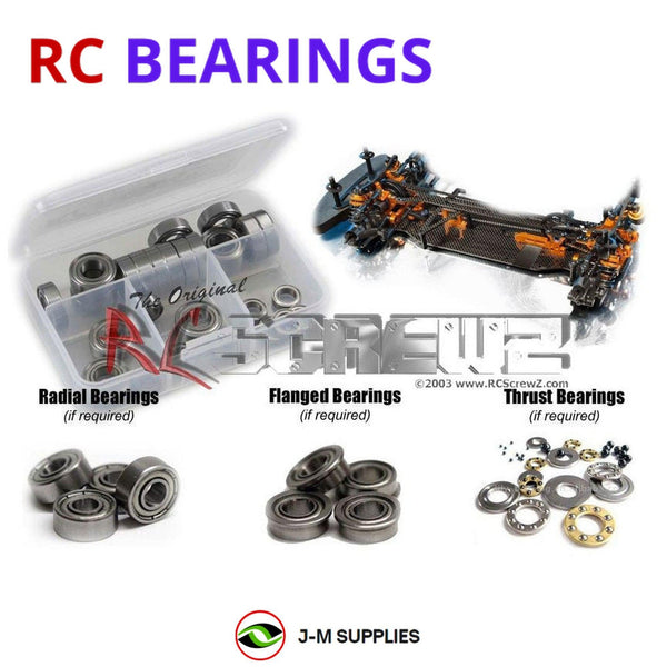 Representative image of an RCScrewZ metal-shielded bearing kit for XRAY T4 2016 #300022; exact bearing sizes and quantities vary by RC model.