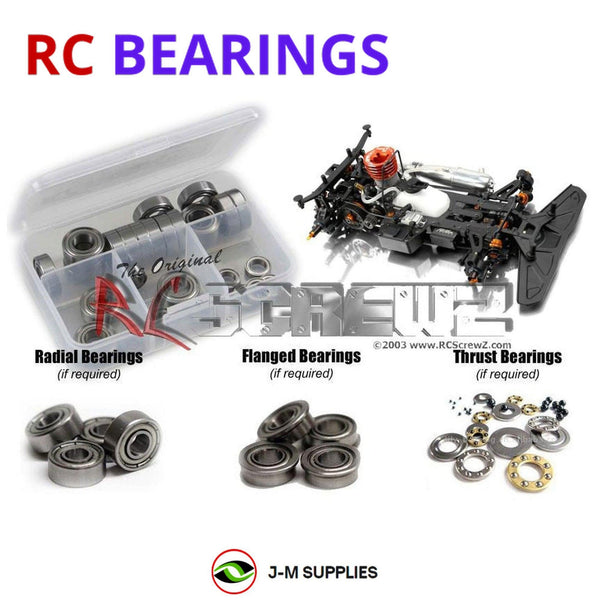 Representative image of an RCScrewZ metal-shielded bearing kit for XRAY RX8 2013 #340002; exact bearing sizes and quantities vary by RC model.