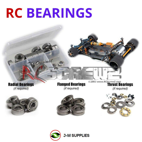 Representative image of an RCScrewZ metal-shielded bearing kit for XRAY X12 2016 #370005; exact bearing sizes and quantities vary by RC model.