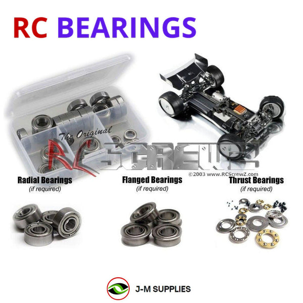Representative image of an RCScrewZ metal-shielded bearing kit for XRAY XB4 2017 1/10 4WD Buggy (#360004); exact bearing sizes and quantities vary by RC model.