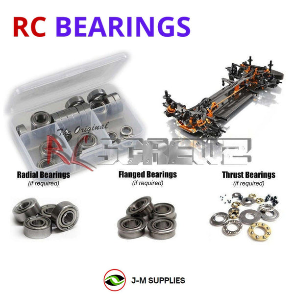 Representative image of an RCScrewZ metal-shielded bearing kit for Team XRAY T4 2017 1/10 (#300023); exact bearing sizes and quantities vary by RC model.