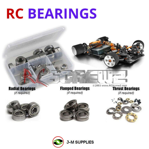 Representative image of an RCScrewZ metal-shielded bearing kit for XRAY X12 2015 #370004; exact bearing sizes and quantities vary by RC model.