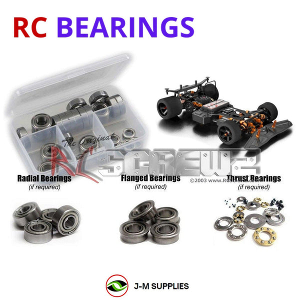 Representative image of an RCScrewZ metal-shielded bearing kit for XRAY GTXE 1/8th #350600; exact bearing sizes and quantities vary by RC model.