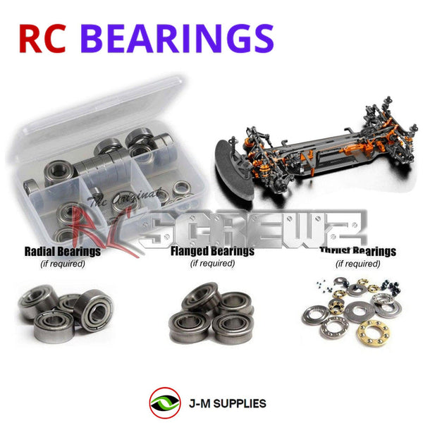 Representative image of an RCScrewZ metal-shielded bearing kit for Team XRAY T4 2019 1/10 #300025; exact bearing sizes and quantities vary by RC model.