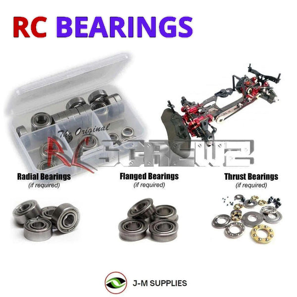 Representative image of an RCScrewZ metal-shielded bearing kit for Capricorn RC LAB C02 1/10th Nitro Touring Car Chassis; exact bearing sizes and quantities vary by RC model.