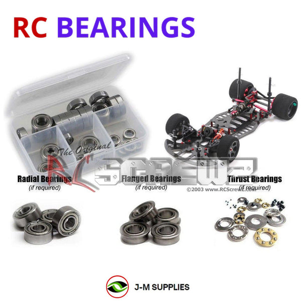 Representative image of an RCScrewZ metal-shielded bearing kit for CRC Gen X10 SE 200mm WGT Kit #1801; exact bearing sizes and quantities vary by RC model.