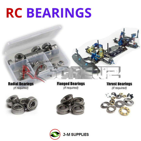 Representative image of an RCScrewZ metal-shielded bearing kit for Custom Works Rocket 5 1/10 Dirt Oval Late Model (#0716); exact bearing sizes and quantities vary by RC model.