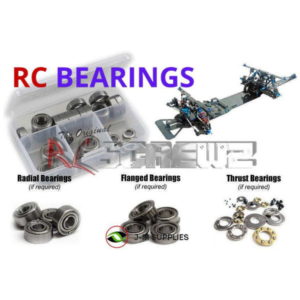 Representative image of an RCScrewZ metal-shielded bearing kit for Custom Works RC Patriot V2 Dragster 1/10 (#0852); exact bearing sizes and quantities vary by RC model.