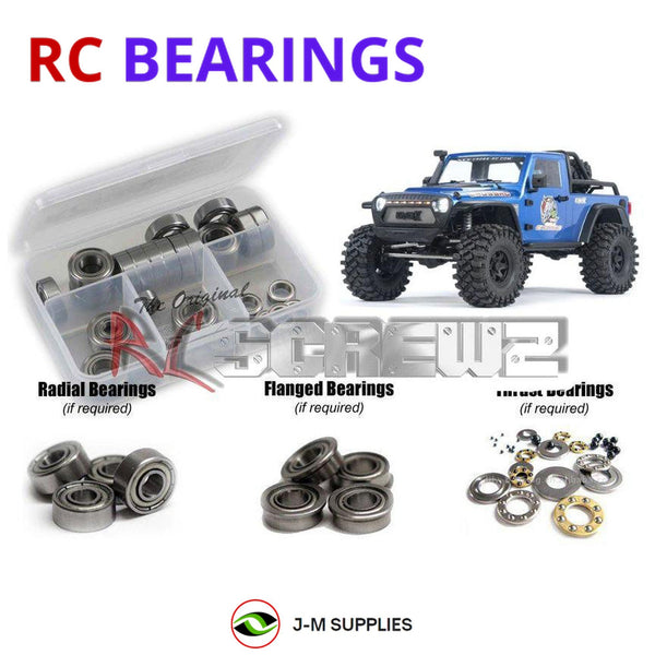 Representative image of an RCScrewZ metal-shielded bearing kit for Cross RC EMO-X / RTR 1/8th #CZREMOX; exact bearing sizes and quantities vary by RC model.