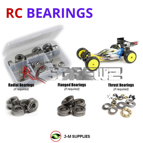 Representative image of an RCScrewZ metal-shielded bearing kit for Durango DEX210 2wd Buggy (#TD102014); exact bearing sizes and quantities vary by RC model.