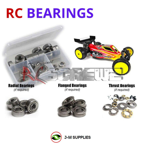 Representative image of an RCScrewZ metal-shielded bearing kit for Team Durango DEX210 V2 1/10 2WD Buggy (#TD102028); exact bearing sizes and quantities vary by RC model.