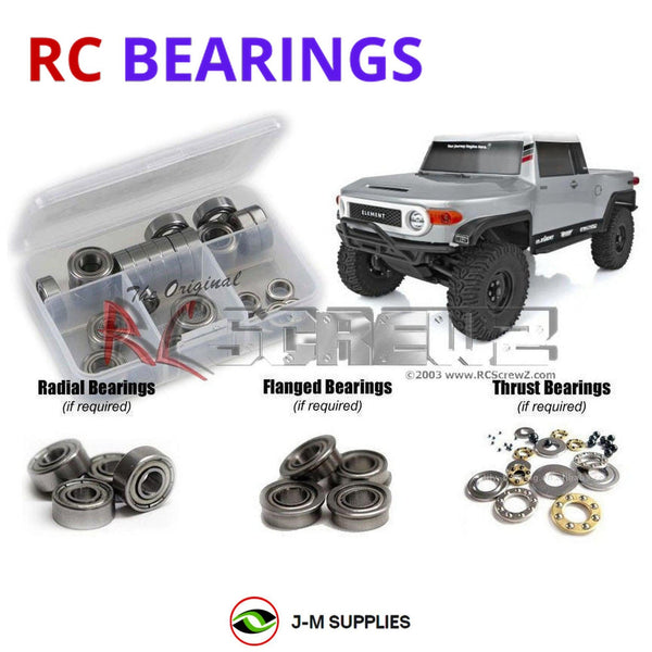 Representative image of an RCScrewZ metal-shielded bearing kit for Element RC Enduro Utron SE (#40108); exact bearing sizes and quantities vary by RC model.