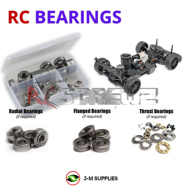 Representative image of an RCScrewZ metal-shielded bearing kit for Hot Bodies RGT8 Onroad 1/8th Nitro #115770; exact bearing sizes and quantities vary by RC model.