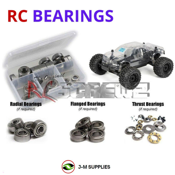 Representative image of an RCScrewZ metal-shielded bearing kit for ProLine Pro MT 4x4 1/10th Electric Monster Truck (#400500); exact bearing sizes and quantities vary by RC model.