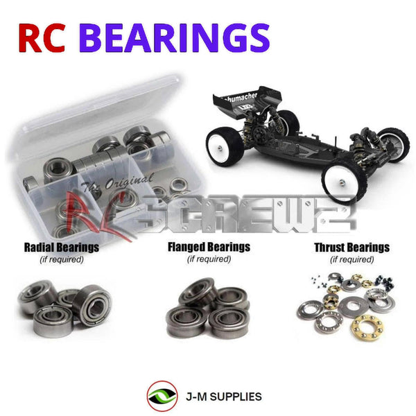 Representative image of an RCScrewZ metal-shielded bearing kit for Schumacher Cougar LD3 1/10th Buggy (#K208/209/210); exact bearing sizes and quantities vary by RC model.