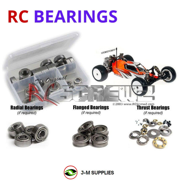 Representative image of an RCScrewZ metal-shielded bearing kit for Serpent Spyder SRX2 2wd RM 500001/2; exact bearing sizes and quantities vary by RC model.