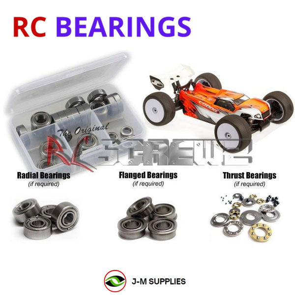 Representative image of an RCScrewZ metal-shielded bearing kit for Serpent Cobra-TE 1/8th EP Truggy (SER600033); exact bearing sizes and quantities vary by RC model.