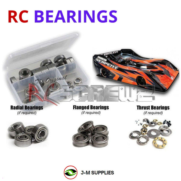 Representative image of an RCScrewZ metal-shielded bearing kit for Serpent Viper 989e Onroad 4WD 1/8 EP (#904005); exact bearing sizes and quantities vary by RC model.