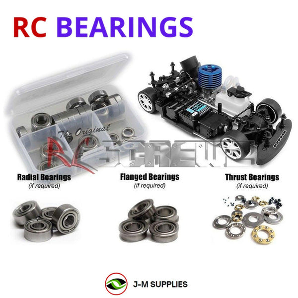 Representative image of an RCScrewZ metal-shielded bearing kit for Team XRAY NT18T 4WD 1/18 Micro Nitro Truck (#380700); exact bearing sizes and quantities vary by RC model.
