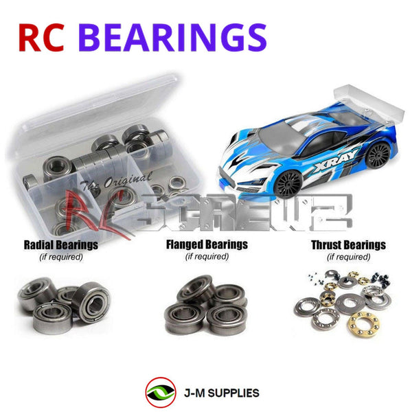 Representative image of an RCScrewZ metal-shielded bearing kit for Team XRAY GTXe 2022 1/8 4WD GT Touring Car (#350603); exact bearing sizes and quantities vary by RC model.