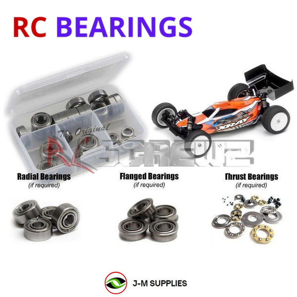 Representative image of an RCScrewZ metal-shielded bearing kit for XRAY XB2 2022 1/10 2WD Carpet/Dirt Buggy #320011 / #320012; exact bearing sizes and quantities vary by RC model.