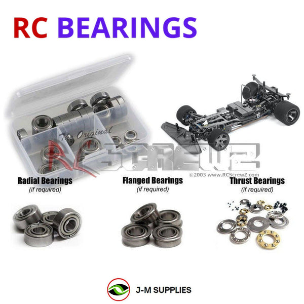 Representative image of an RCScrewZ metal-shielded bearing kit for Xray RX8e 2023 1/8th Onroad #340153; exact bearing sizes and quantities vary by RC model.