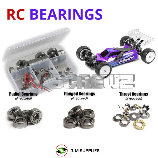 Representative image of an RCScrewZ metal-shielded bearing kit for Team XRAY XB4 2024 Carpet/Dirt 1/10 Buggy (360014/360015); exact bearing sizes and quantities vary by RC model.