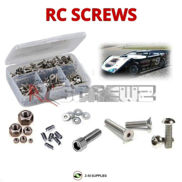 Representative image of an RCScrewZ stainless steel metric conversion screw kit for Custom Works Rocket Late Model Nitro RC Car; exact kit contents vary by RC model.