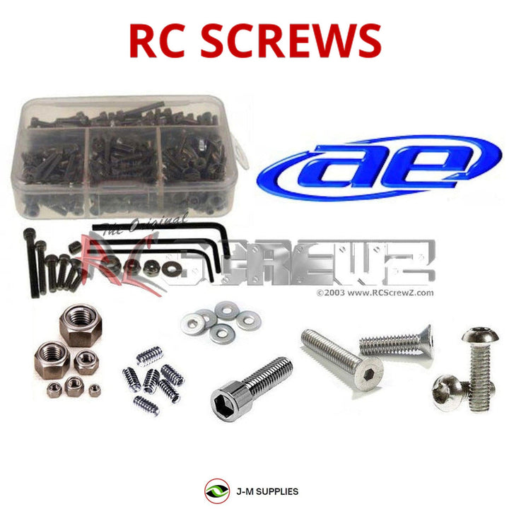 Representative image of an RCScrewZ stainless steel metric conversion screw kit for Team Associated RC10L 1/10 Pan Car (8001, 8002, 8010); exact kit contents vary by RC model.