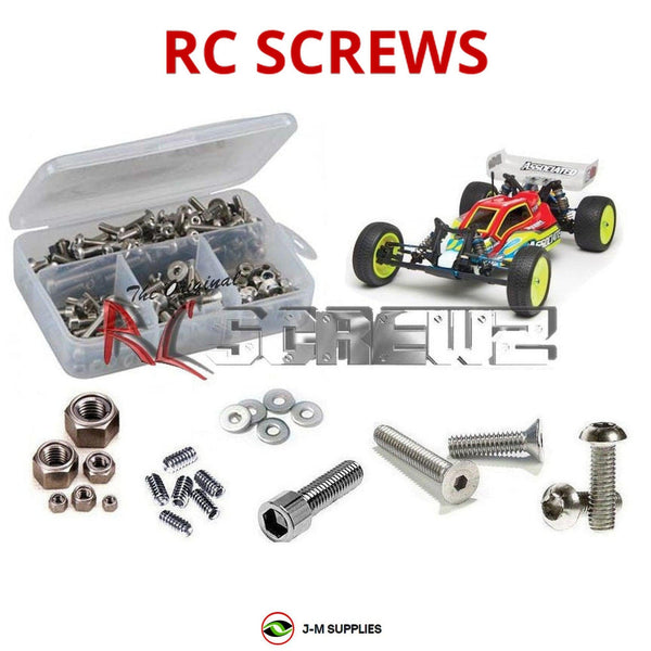 Representative image of an RCScrewZ stainless steel metric conversion screw kit for Team Associated RC10B4.2 RTR 1/10 2WD Buggy (9042, ASC9042); exact kit contents vary by RC model.