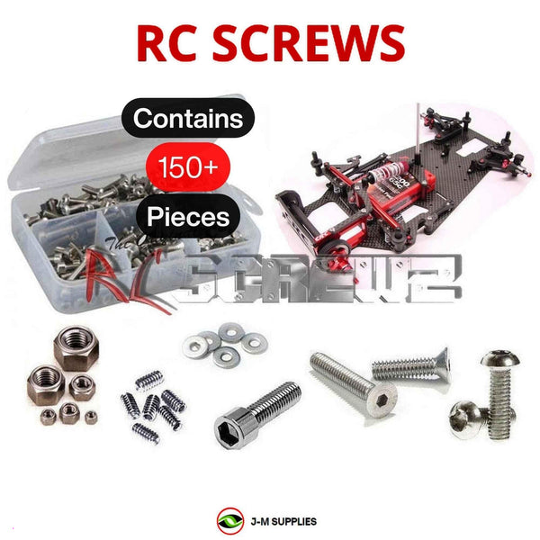 Representative image of an RCScrewZ stainless steel metric conversion screw kit for Team CRC Gen Xi 1/12th Pan Car; exact kit contents vary by RC model.