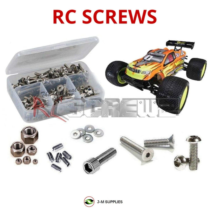 Representative image of an RCScrewZ stainless steel metric conversion screw kit for Team Losi Muggy RTR/Pro 1/8 Nitro 4WD Truck (LOSB0018); exact kit contents vary by RC model.