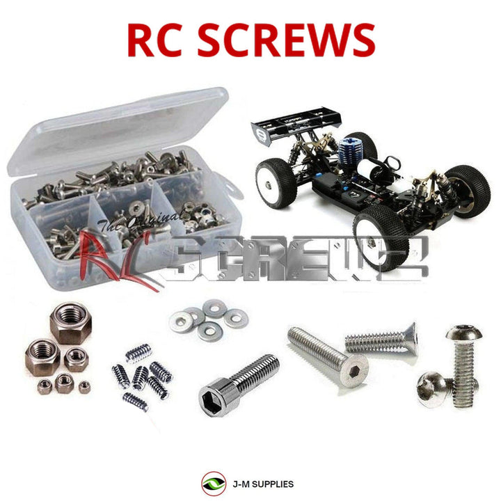 Representative image of an RCScrewZ stainless steel metric conversion screw kit for Losi TLR 8IGHT 3.0 1/8 Nitro 4WD Buggy (TLR04000); exact kit contents vary by RC model.