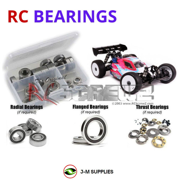 Representative image of an RCScrewZ rubber-sealed bearing kit for Agama Racing A319/A319P A319 1/8 Nitro Buggy; exact bearing sizes and quantities vary by RC model.