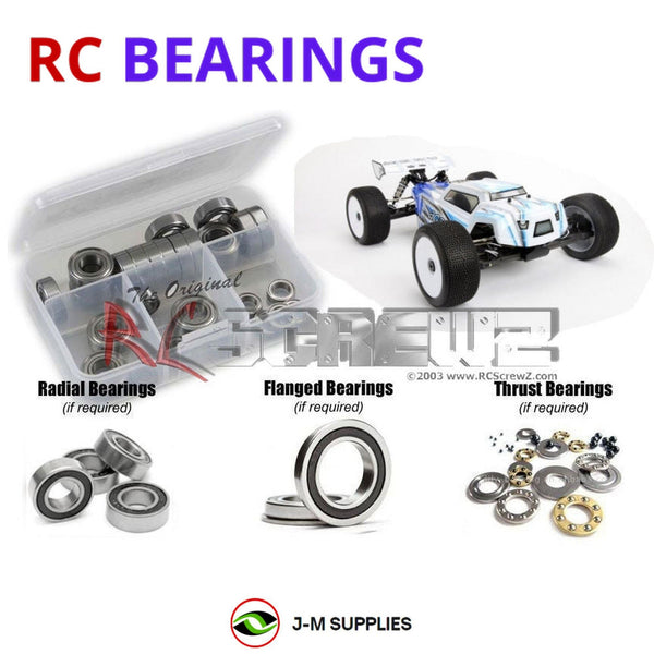 Representative image of an RCScrewZ rubber-sealed bearing kit for Agama Racing A215T A215T 1/8 Nitro 4WD Truggy; exact bearing sizes and quantities vary by RC model.