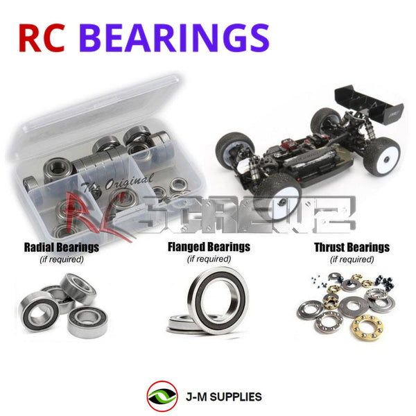 Representative image of an RCScrewZ rubber-sealed bearing kit for Agama Racing A319E/A319P A319E 1/8 Electric Buggy; exact bearing sizes and quantities vary by RC model.