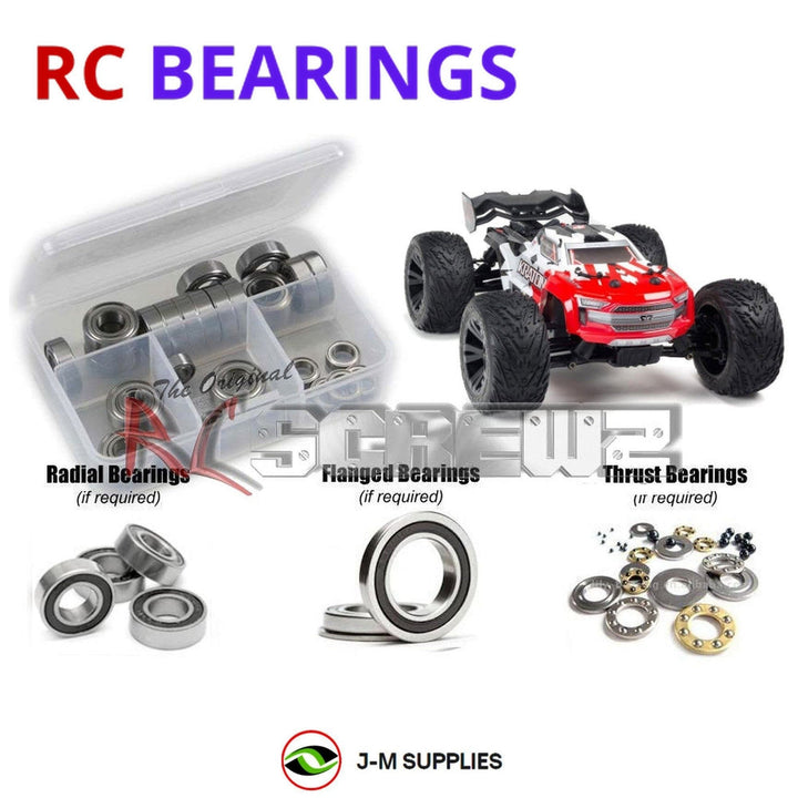 Representative image of an RCScrewZ rubber-sealed bearing kit for ARRMA KRATON 4S BLX 1/10 Electric 4WD MT (ARA102690); exact bearing sizes and quantities vary by RC model.