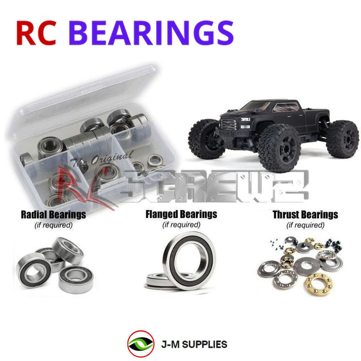 Representative image of an RCScrewZ rubber-sealed bearing kit for ARRMA BIG ROCK 3S BLX 1/10 Electric 4WD MT (ARA4312V3); exact bearing sizes and quantities vary by RC model.