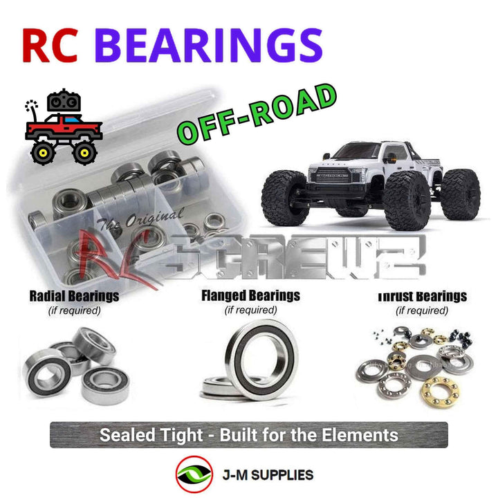 Representative image of an RCScrewZ rubber-sealed bearing kit for ARRMA BIG ROCK 6S BLX 1/7 4WD MT (ARA7612); exact bearing sizes and quantities vary by RC model.