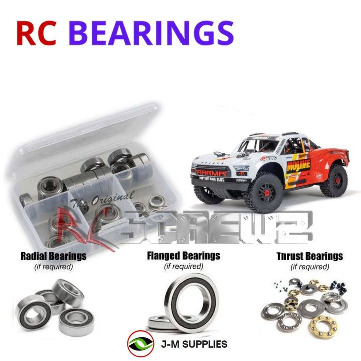Representative image of an RCScrewZ rubber-sealed bearing kit for ARRMA MOJAVE 4S BLX 1/8 4WD Desert Truck (ARA4404); exact bearing sizes and quantities vary by RC model.