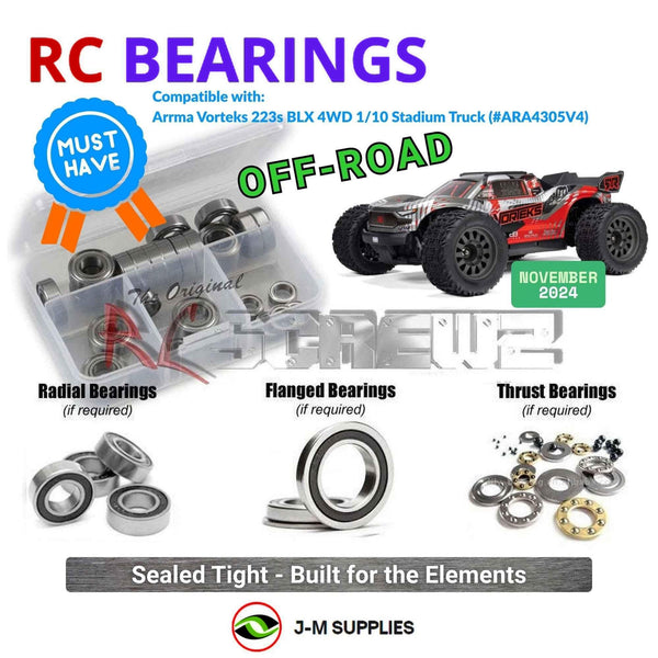 J-M SUPPLIES RC Parts Store - RCScrewZ Rubber Shielded Bearing Kit ara061r for ARRMA Vorteks 223S BLX 1/10 Electric 4WD Brushless Stadium Truck (ARA4305V4, 4305V4) | PRO