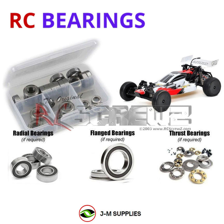 Representative image of an RCScrewZ rubber-sealed bearing kit for ARRMA ADX-10 1/10 2WD Off-Road Race Buggy (AR102131); exact bearing sizes and quantities vary by RC model.