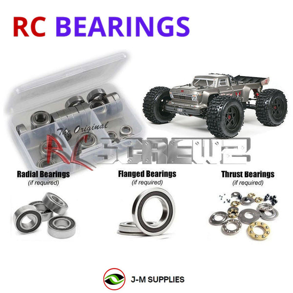 J-M SUPPLIES RC Parts Store - RCScrewZ Rubber Shielded Bearing Kit arrm015r for ARRMA Outcast 6S BLX 1/8 Electric 4WD Brushless Stunt Truck (ARA106021, ARA106042, 106021, 106042) | SET