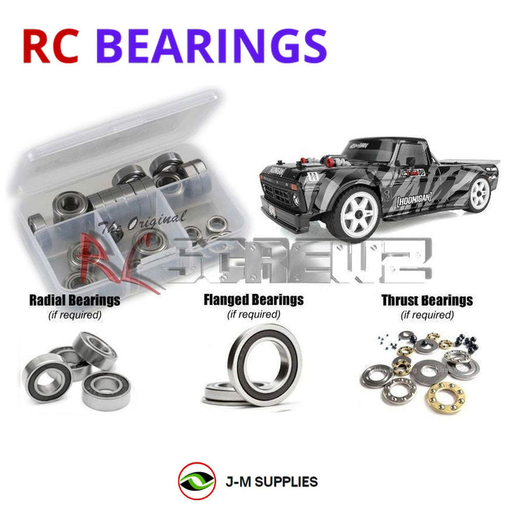 Representative image of an RCScrewZ rubber-sealed bearing kit for Team Associated Reflex 14R 1/14 4WD Rally (20177, 20178); exact bearing sizes and quantities vary by RC model.