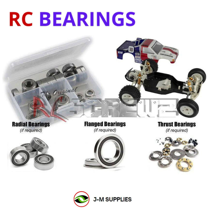 Representative image of an RCScrewZ rubber-sealed bearing kit for Team Associated RC10T Classic 1/10 2WD Truck (7002); exact bearing sizes and quantities vary by RC model.