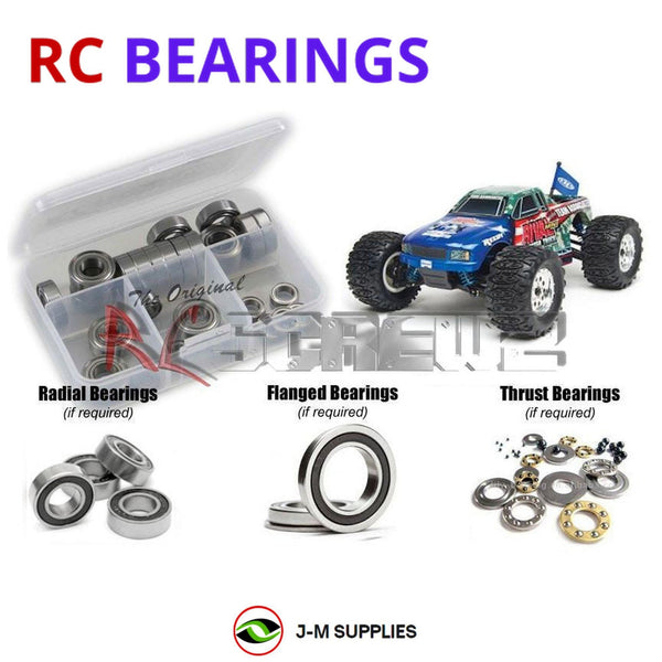 Representative image of an RCScrewZ rubber-sealed bearing kit for Team Associated Rival Mini Monster RTR 1/18 MT (20111); exact bearing sizes and quantities vary by RC model.